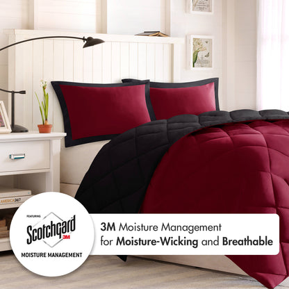 Larkspur 3M Scotchgard Reversible Down Alt Comforter Set - Red/Black