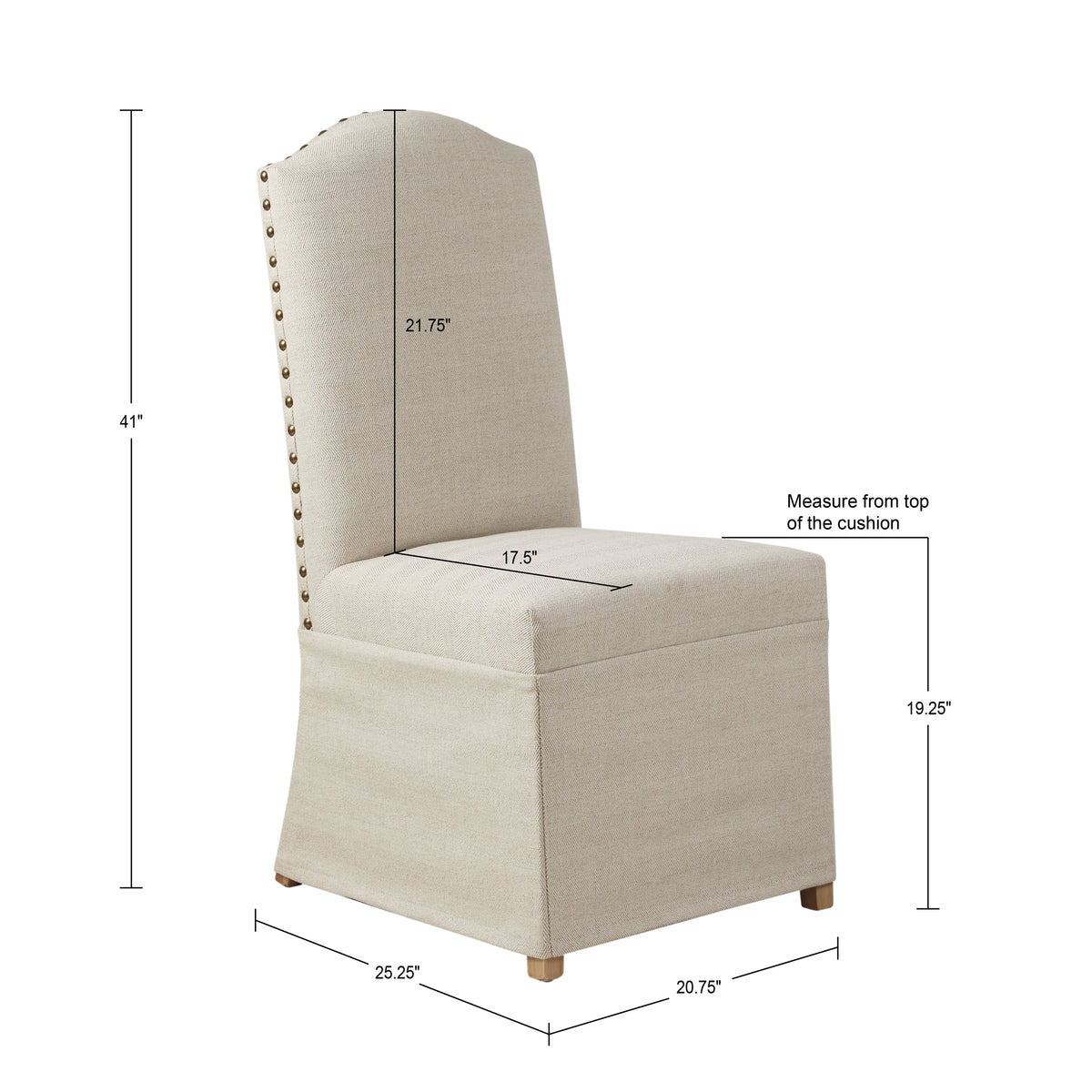 Foster Set of 2 High Back Dining Chairs with Skirts - Beige