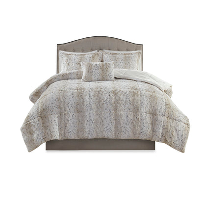 Zuri Faux Fur Comforter Set - Snow Leopard