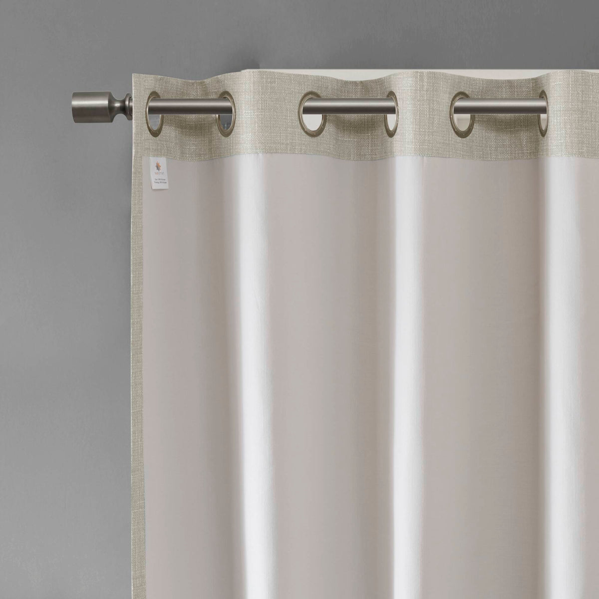 Maya Printed Heathered Blackout Grommet Top Curtain Panel - Taupe