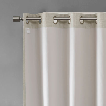 Maya Printed Heathered Blackout Grommet Top Curtain Panel - Taupe