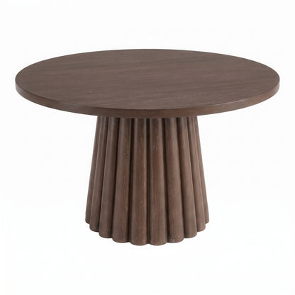 Camden Fluted 46"D Round Fluted Pedestal Wood Dining Table - Walnut Brown