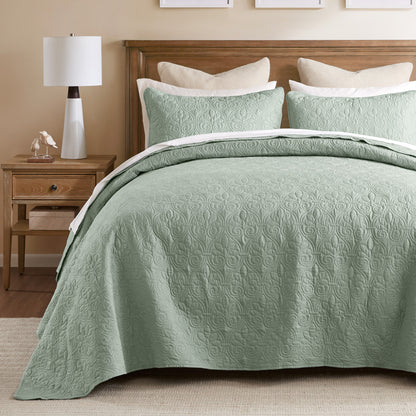 Quebec Reversible Bedspread Set - Seafoam
