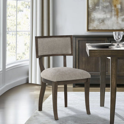 Marie Upholstered Split-Back Dining Chairs with Curved Wood Frame (Set of 2) - Beige/Brown