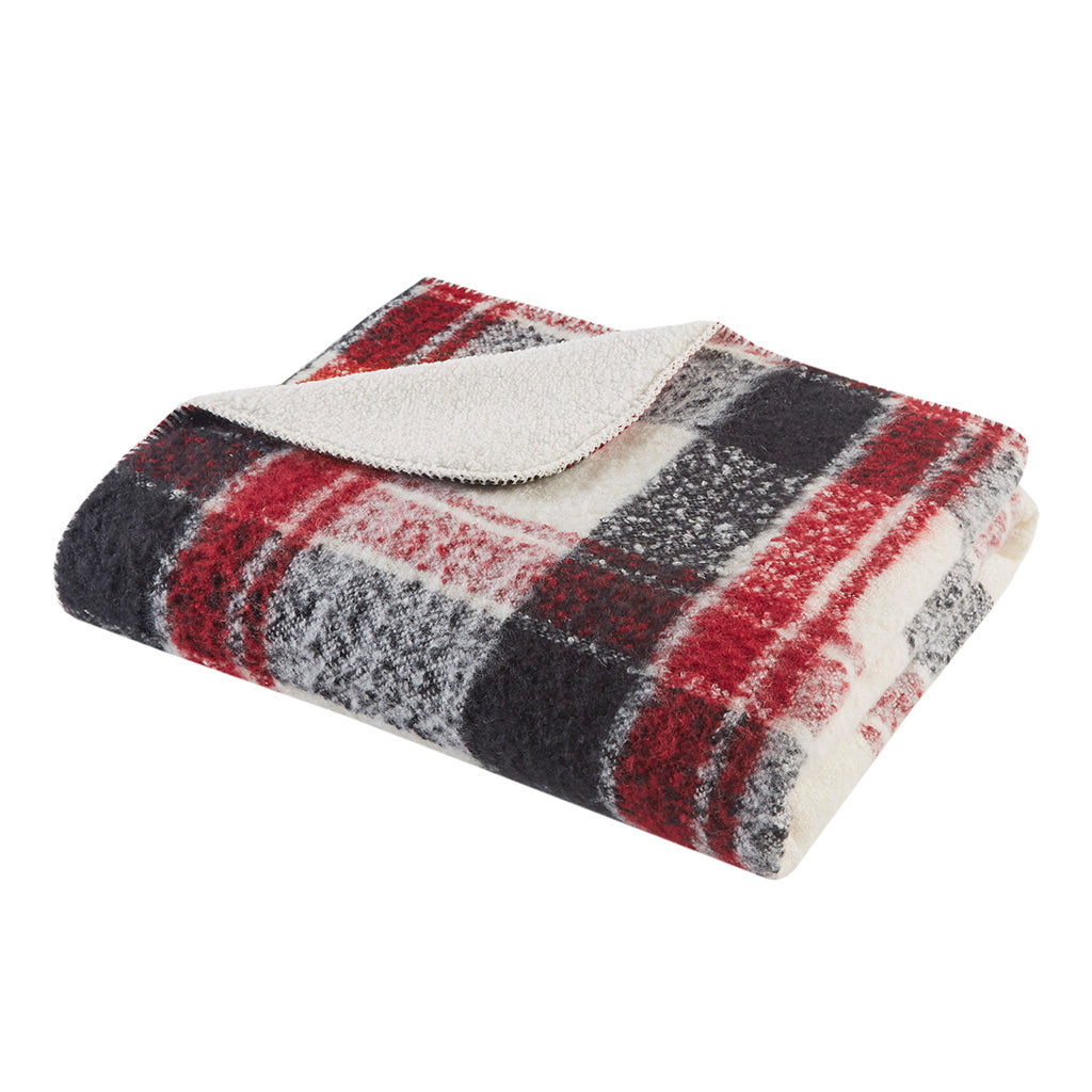 Bloomington Faux Mohair to Sherpa Throw - Red