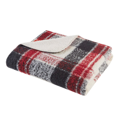 Bloomington Faux Mohair to Sherpa Throw - Red