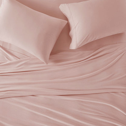 Cotton Blend Jersey Knit All Season Sheet Set - Blush