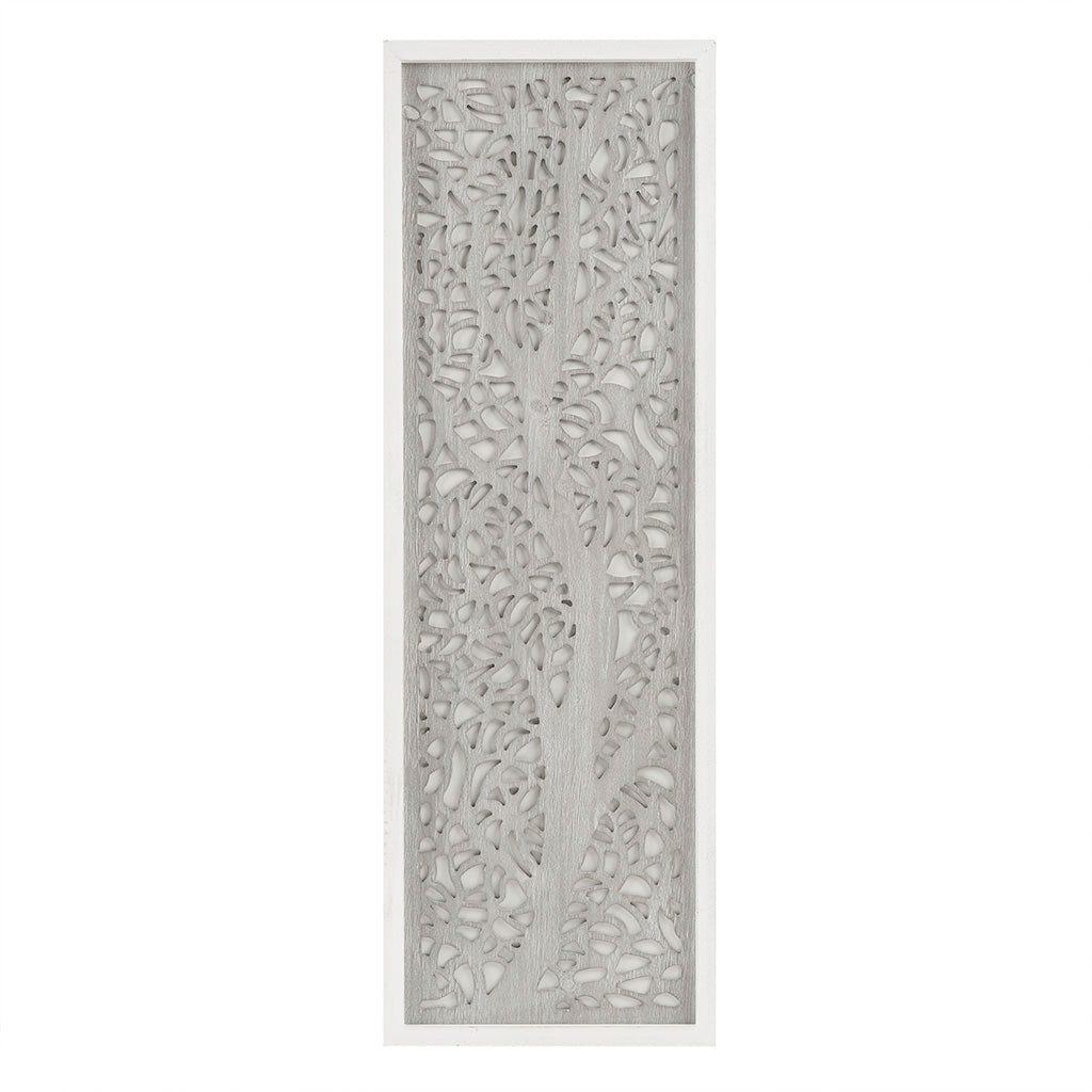 Laurel Branches Laser Cut Tree Framed Panel Wall Decor - Grey