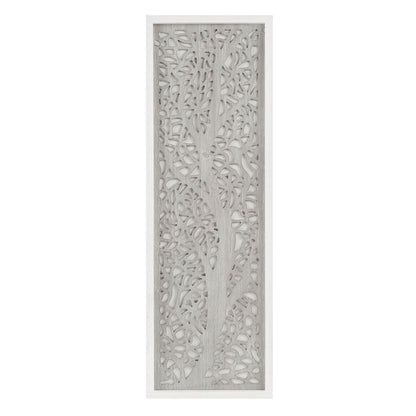Laurel Branches Laser Cut Tree Framed Panel Wall Decor - Grey
