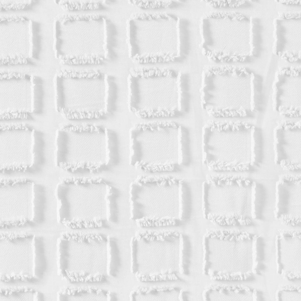 Metro Woven Clipped Solid Shower Curtain - White
