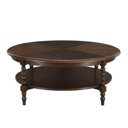 Philippe Round Coffee Table with Shelf - Brown