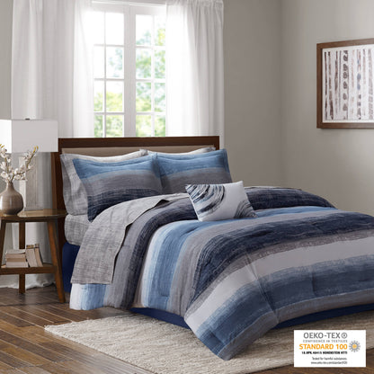Saben Comforter Set with Cotton Bed Sheets - Navy