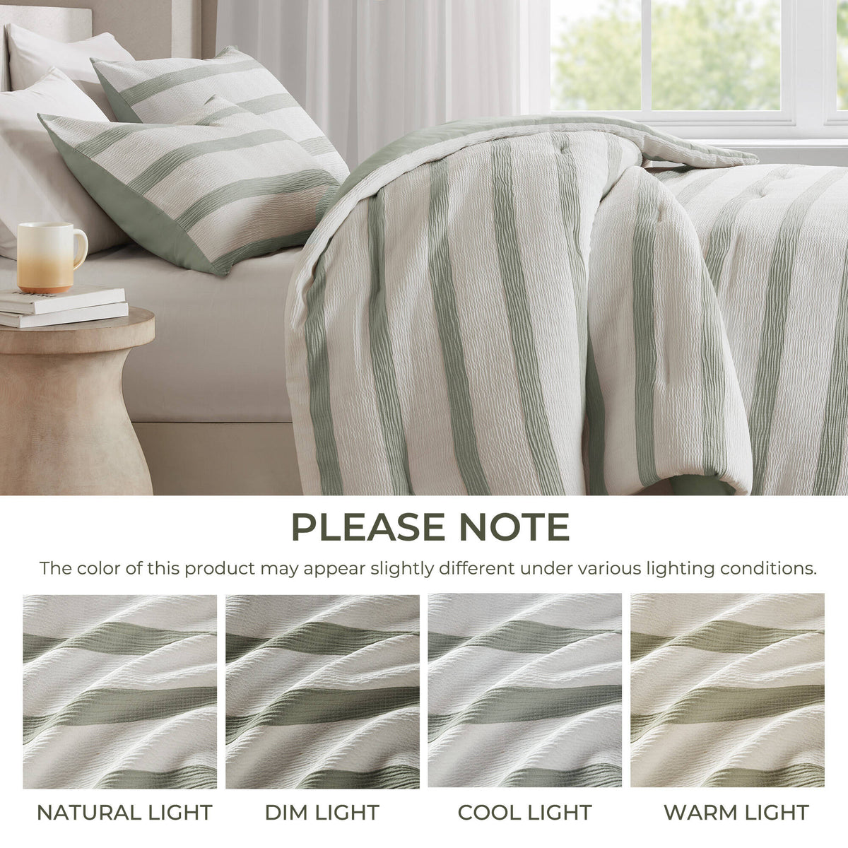 Merritt Yarn-dyed Striped Comforter - Sage Green