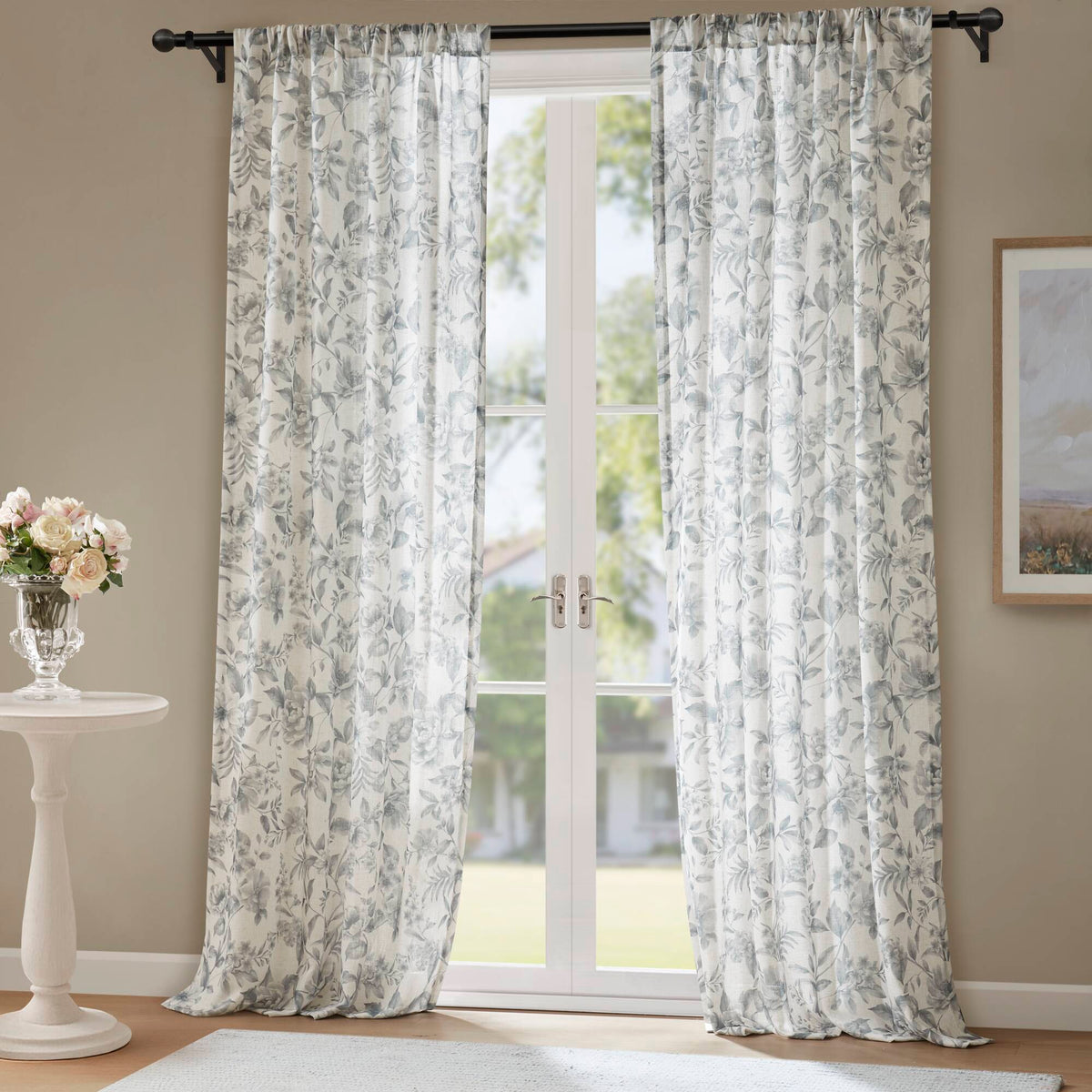 Lana Floral Window Panel - Blue