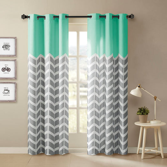 Alex Chevron Printed Grommet Top Panel Pair