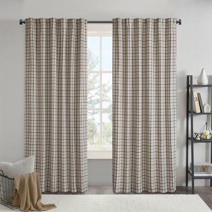 Anaheim Plaid Rod Pocket and Back Tab Curtain Panel with Fleece Lining - Black