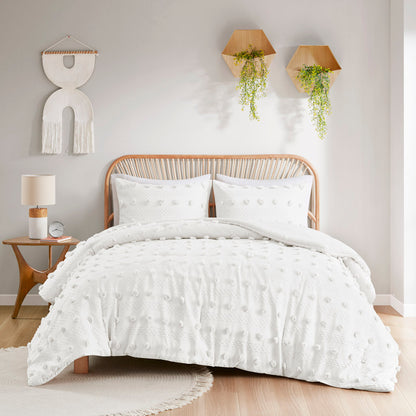 Lucy Clip Jacquard Comforter Set - Ivory