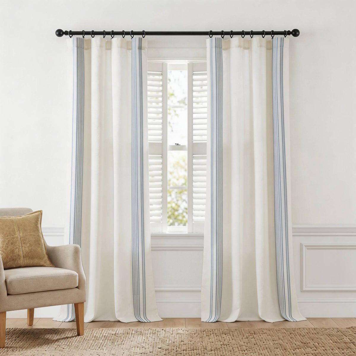 Morgan 2 window panels with 16 rings - White/Blue