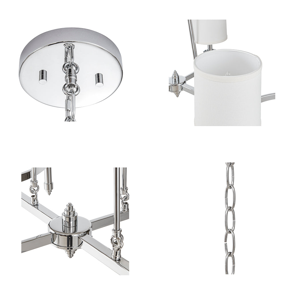 Elegenza 6-light Chandelier with Fabric Drum Shades - Chrome