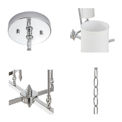 Elegenza 6-light Chandelier with Fabric Drum Shades - Chrome