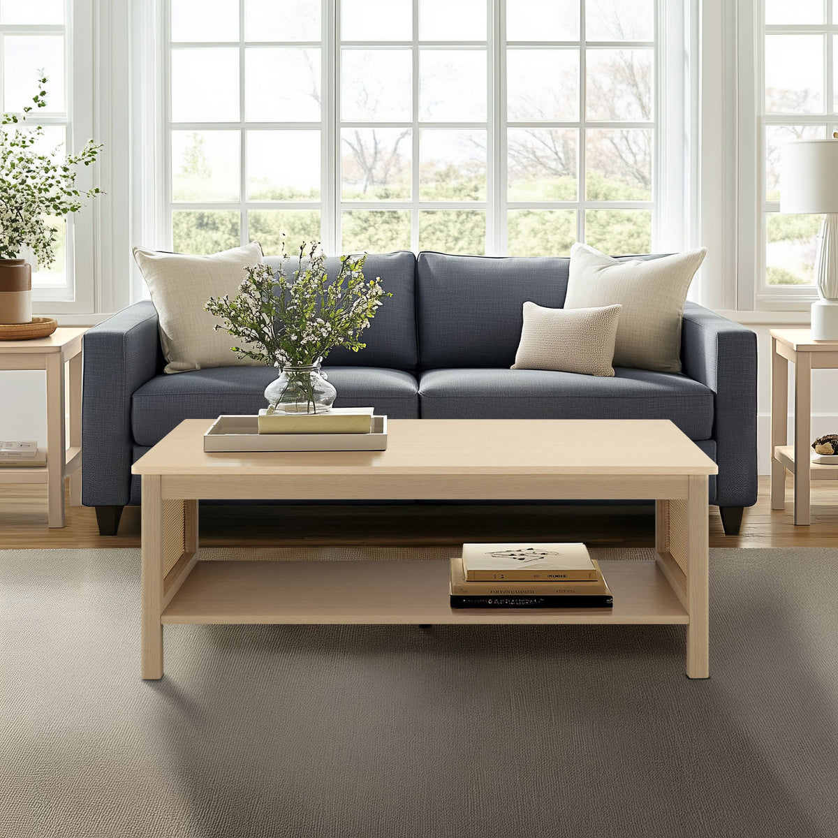 Ashlyn 2-Tier Rattan Coffee Table - Natural