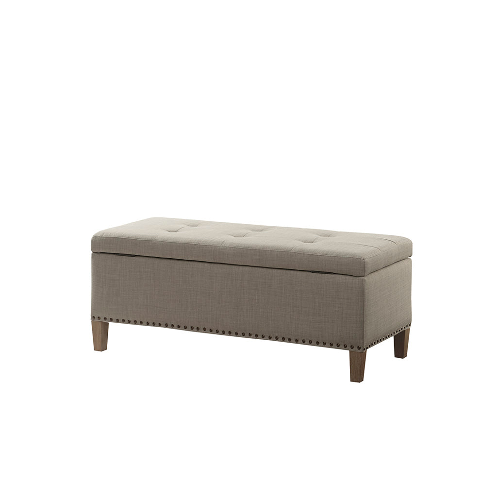Shandra II Tufted Top Soft Close Storage Bench - Light Grey