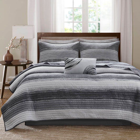 Saben Quilt Set with Cotton Bed Sheets - Black