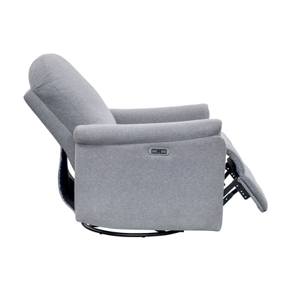 Elio Power Recliner 3-in-1 with Swivel, Glider, Charging Station - Light Grey