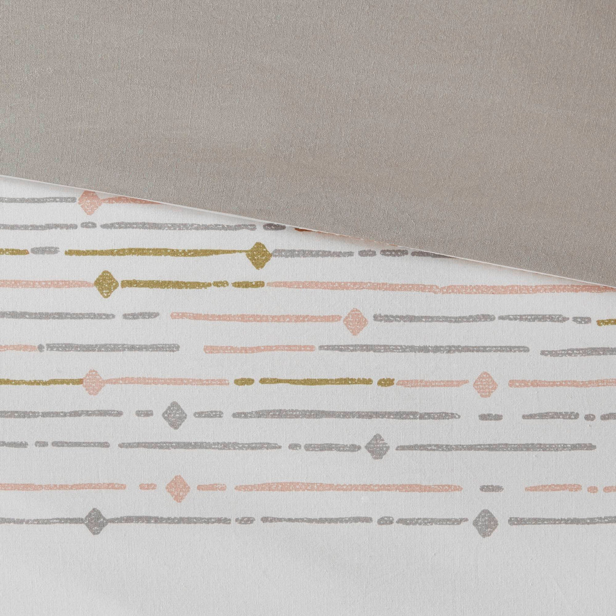 Nea Cotton Printed Comforter Set with Trims - Off White/Gray
