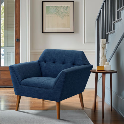 Newport Wide Mid-Century Modern Lounge Chair Set of 2 - Blue