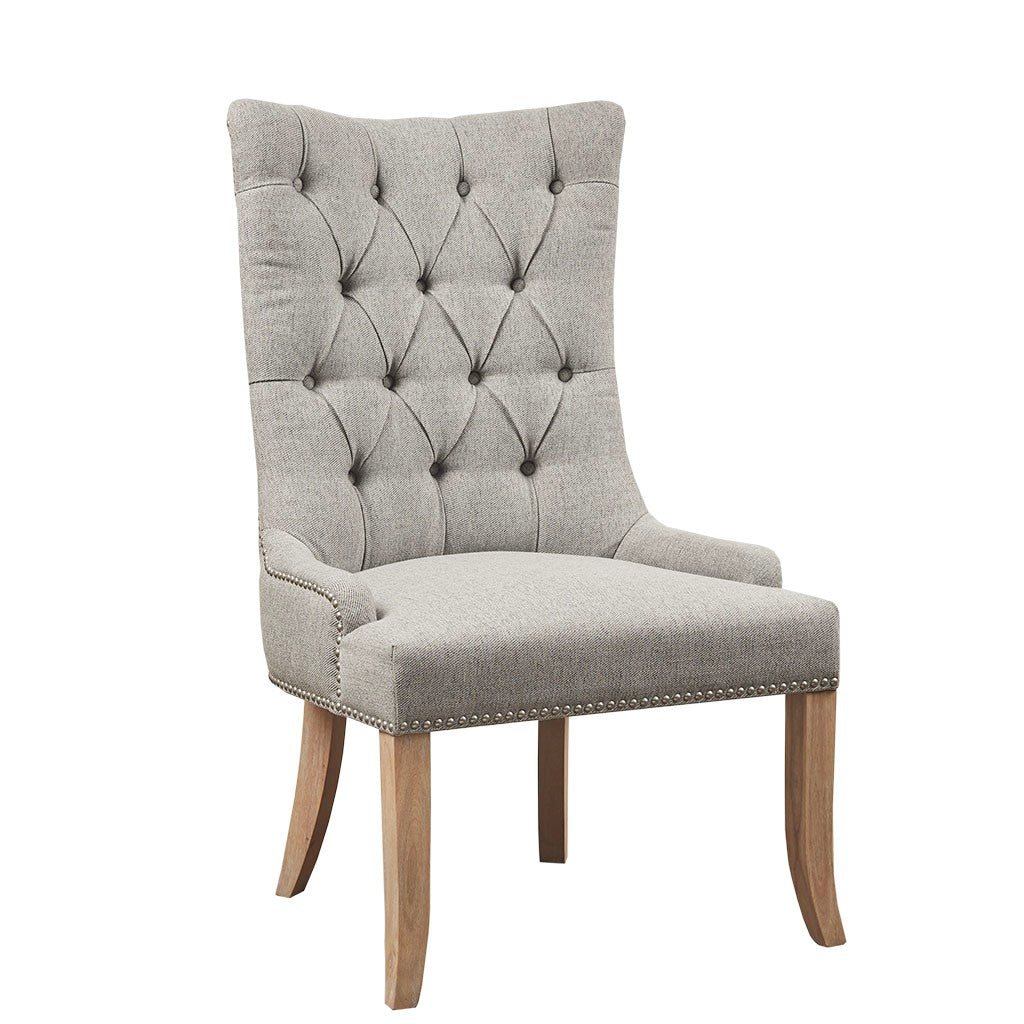 Lucas Light Grey Button Tufted Captain Accent Chair