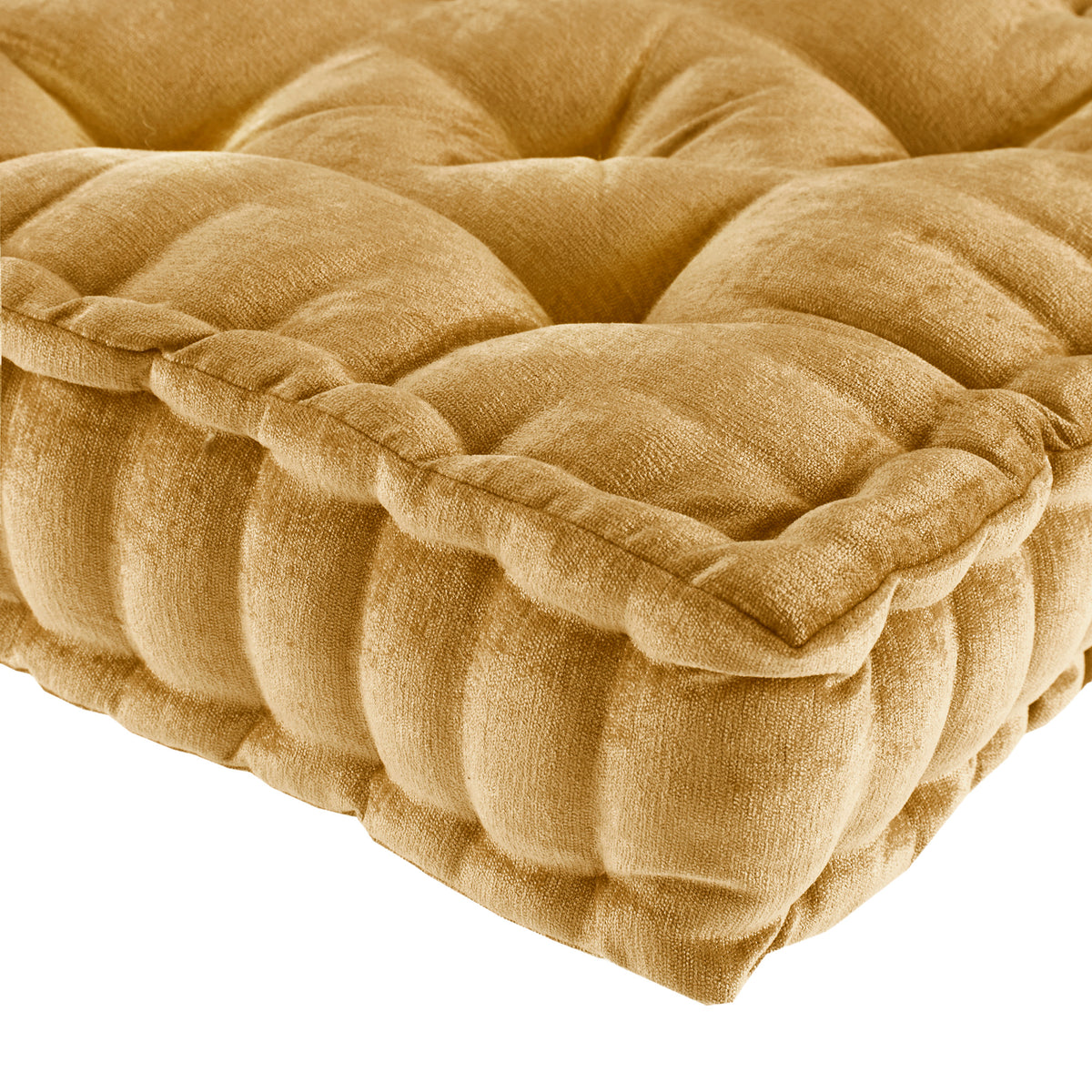 Azza Poly Chenille Square Floor Pillow Cushion Compress Pack - Yellow