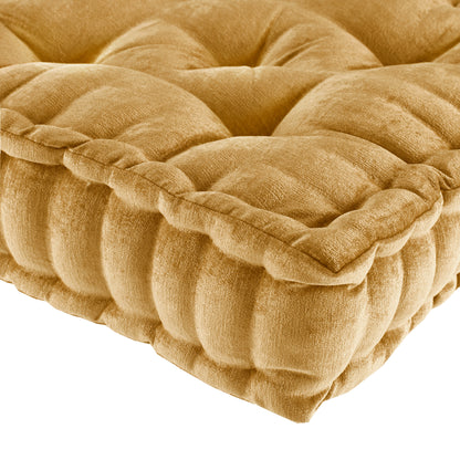 Azza Poly Chenille Square Floor Pillow Cushion - Yellow