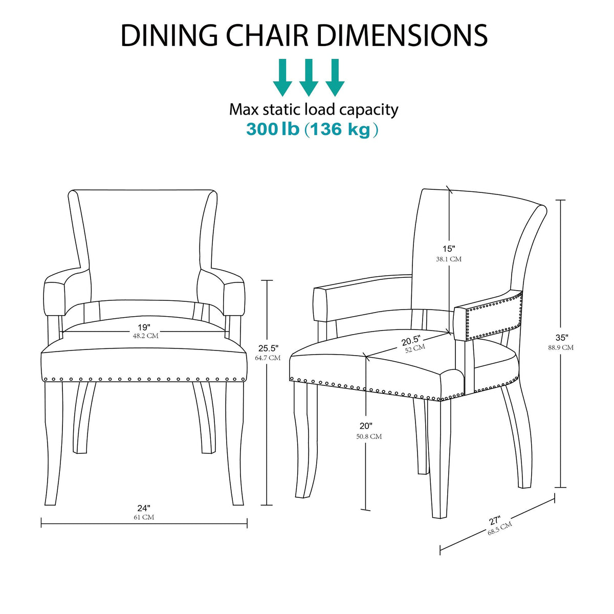Dawson Upholstered Dining Chair with Padded Arm - Brown