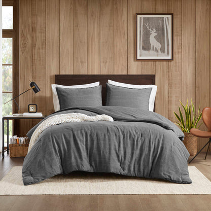 Mckenzie Cotton Twill Washed Comforter Set - Grey