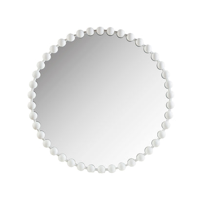 Marlowe Beaded Round Wall Mirror - White