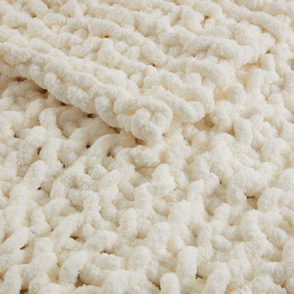 Chenille Chunky Knit Throw - Ivory