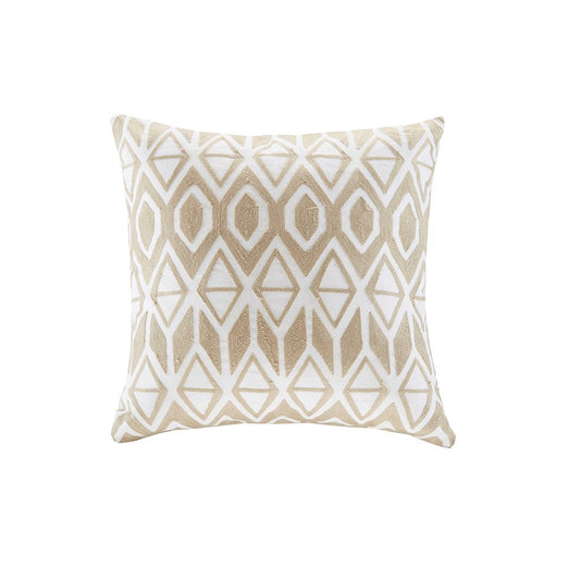Anslee Embroidered Cotton Square Decorative Pillow