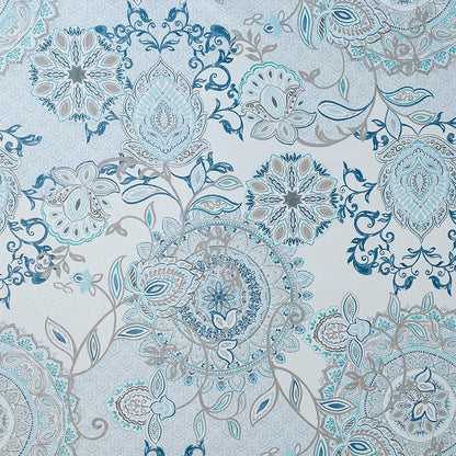 Isla Printed Cotton Shower Curtain - Blue