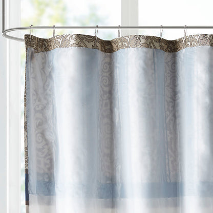 Donovan Embroidered Shower Curtain - Navy