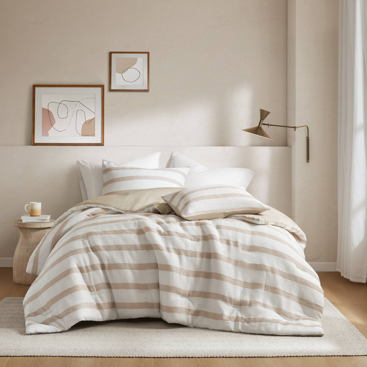 Merritt Yarn-dyed Striped Comforter - Taupe