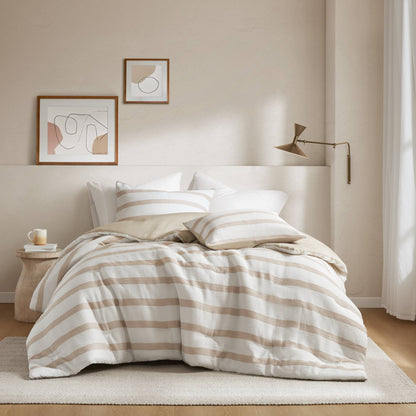 Merritt Yarn-dyed Striped Comforter - Taupe