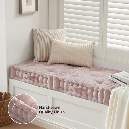 Azza Poly Chenille Square Floor Pillow Cushion - Blush
