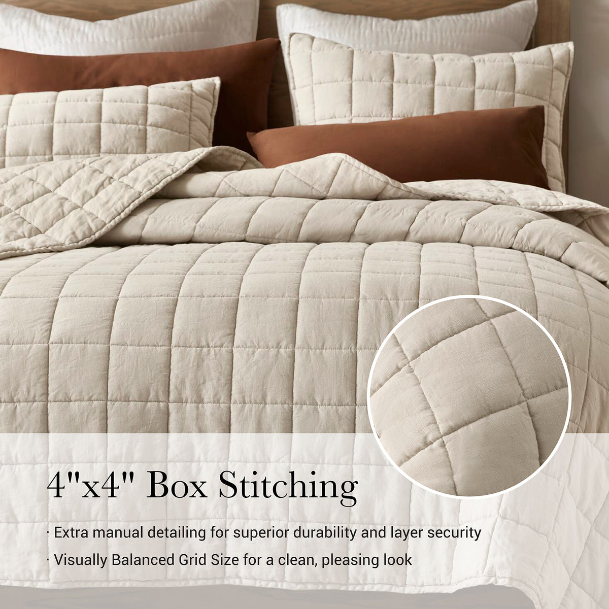 French Flax Linen Garment Washed Quilt Set - Linen