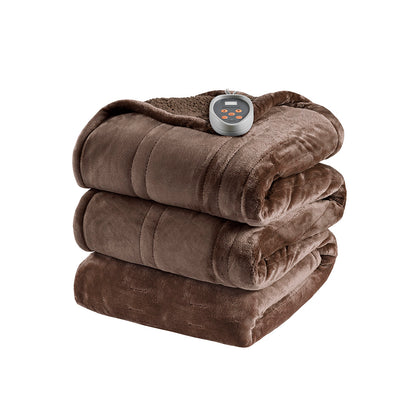 Heated Microlight to Berber Blanket - Chocolate