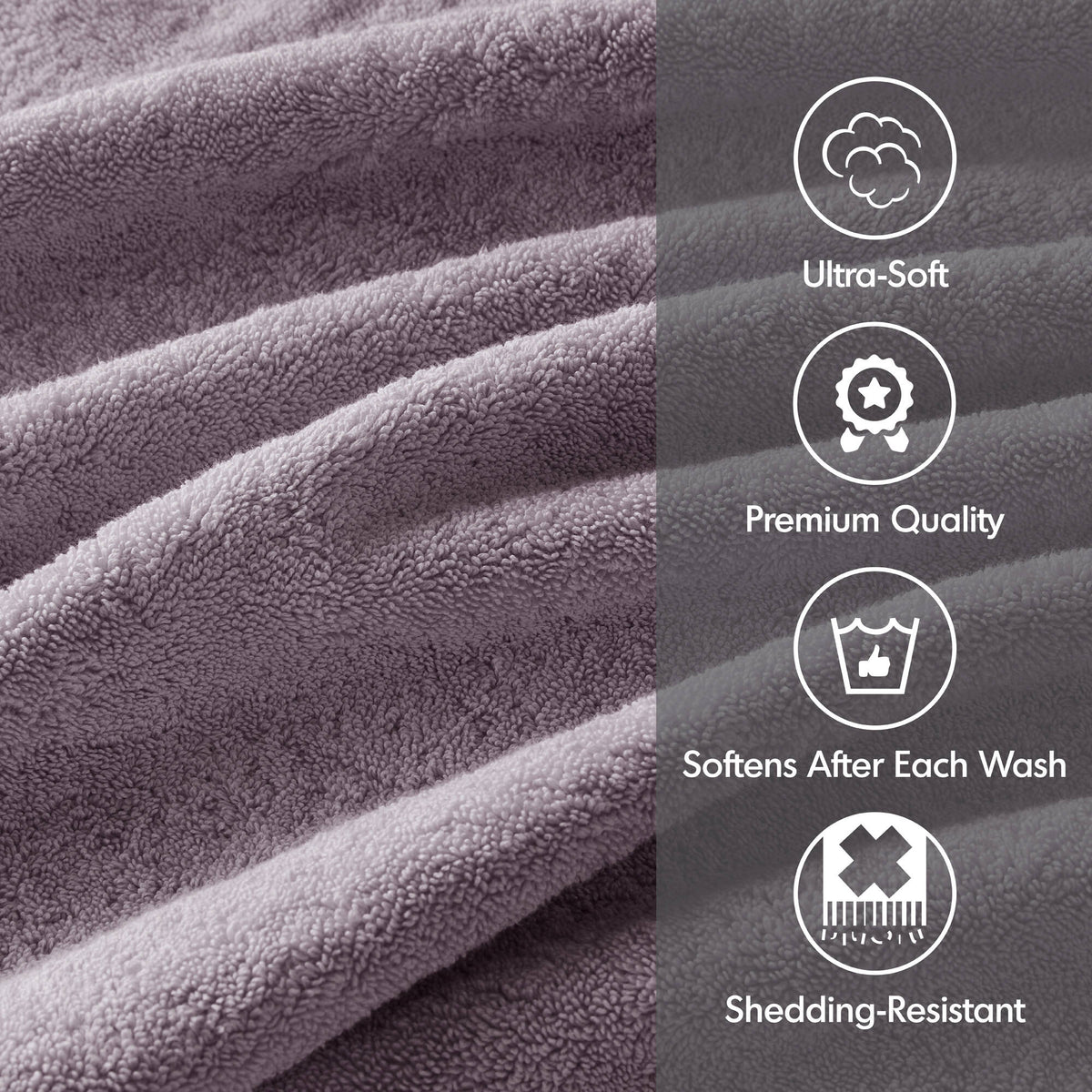 800GSM 100% Cotton 8 Piece Towel Set - Light Purple