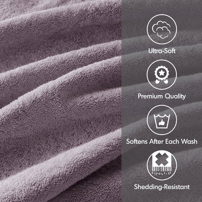 800GSM 100% Cotton 8 Piece Towel Set - Light Purple
