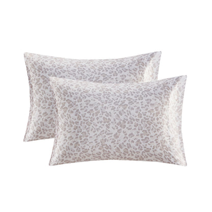 Printed Satin Sheet Set - Taupe Leopard