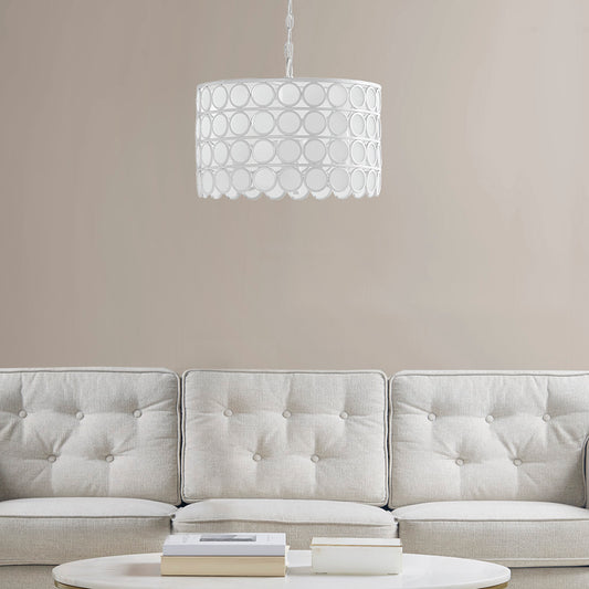 Abbot 4-Light Glass Drum Shade Chandelier - White