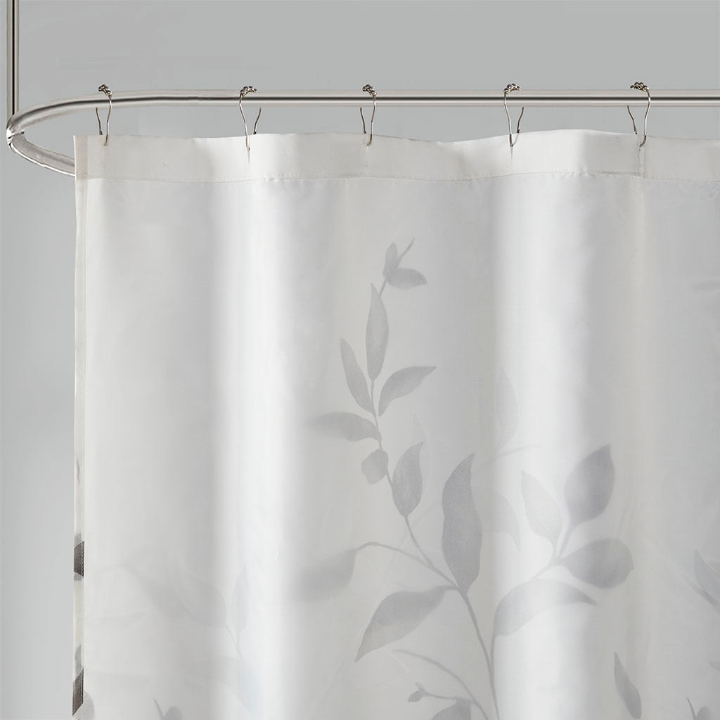 Cecily Burnout Printed Shower Curtain - Grey